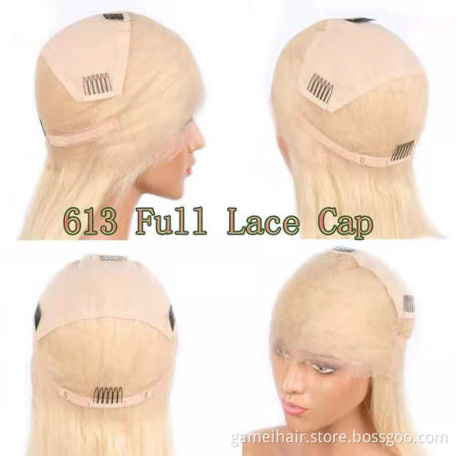 Natural blonde 613 full lace wig virgin hair pre plucked lace front wig brazilian human hair qingdao wigs for black women